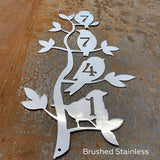 Vertical Address Birds Sign CC Metal Design 