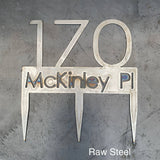 Personalized Lawn Address Sign on Stakes CC Metal Design 