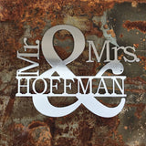 Personalized Mr. & Mrs. Monogram Steel Spilt Sign CC Metal Design 