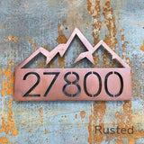 Modern Mountain Address Sign CC Metal Design 