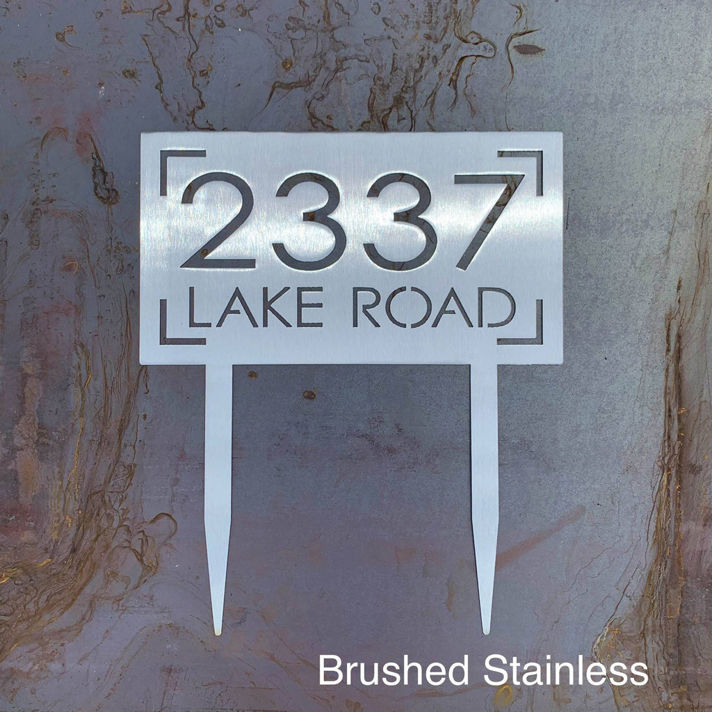 Stainless Steel Address Sign with Stakes CC Metal Design 