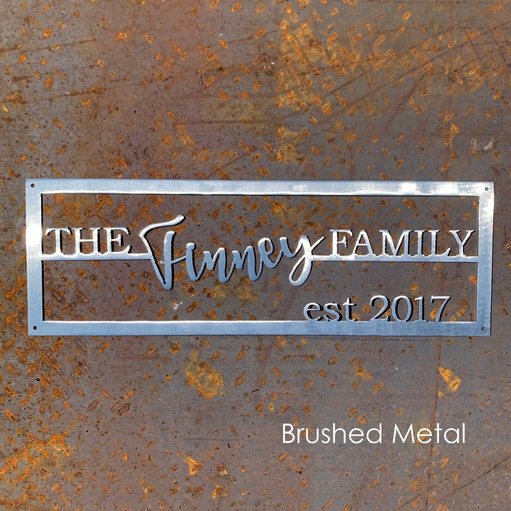 Customizable Last Name with Established Date Rectangle Steel Sign CC Metal Design 