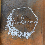 Welcome Sign Floral Welcome Wreath CC Metal Design 