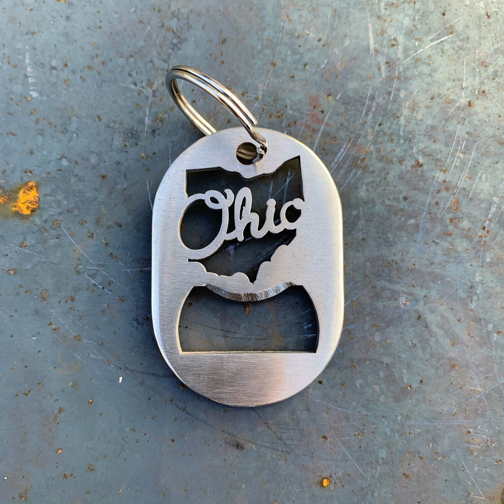 Ohio Bottle Opener Keychain CC Metal Design 